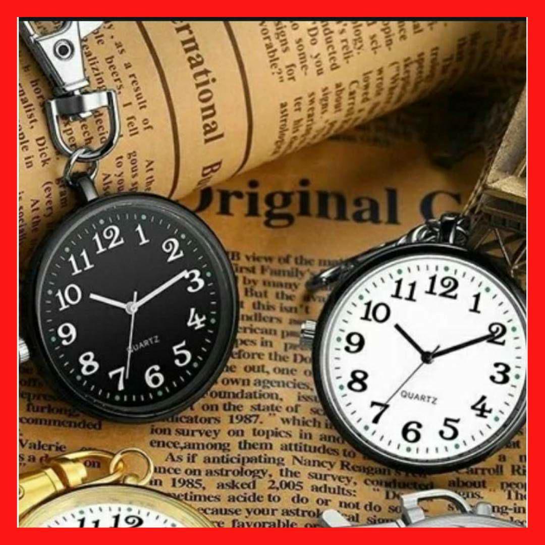 新品　未使用　時計　懐中時計　キーホルダー　シンプル　白黒セット　1