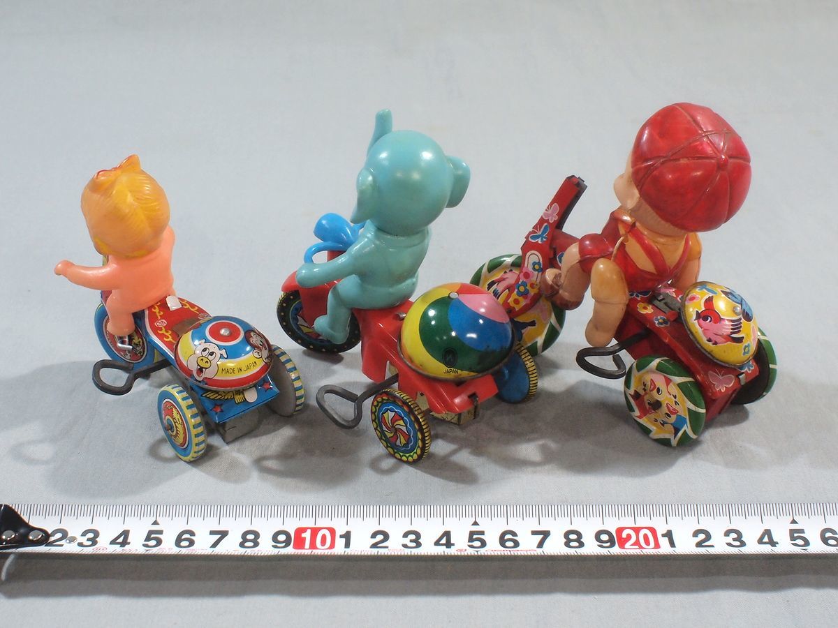■当時物 日本製 ブリキ 三輪車 ゼンマイ セルロイド ソフビ 人形 玩具 ジャンク 昭和レトロ ビンテージ■_画像2