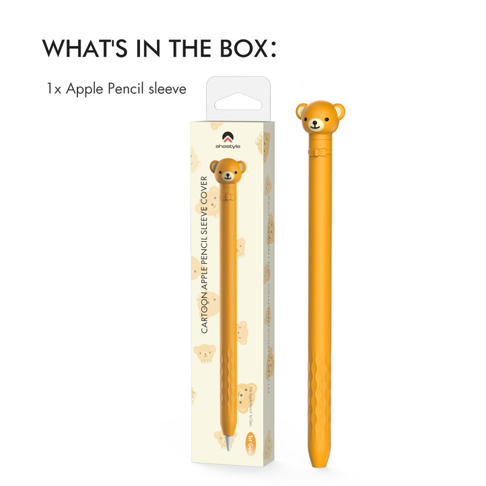 PT129 AHAStyle Apple Pencil 第1世代専用シリコン製アップルペンシルカバー ケース 薄型 軽量 動物柄キャップ 熊/オレンジ_画像9