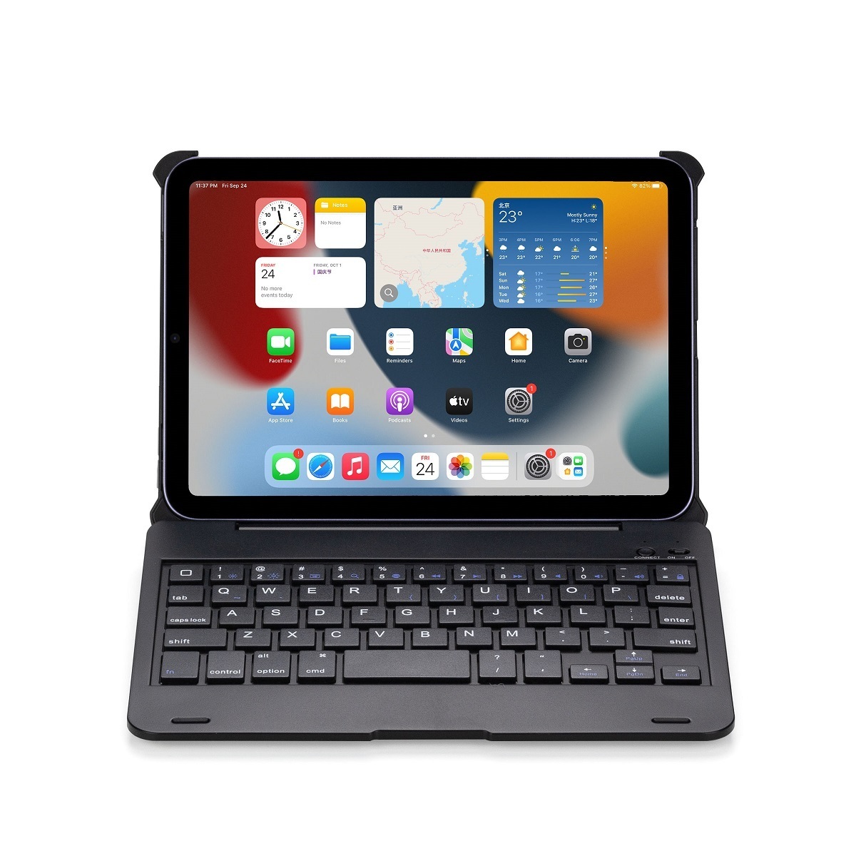 F1＋ iPad mini6 第6世代用 Bluetooth ワイヤレス キーボード ハード ケース ブラック_画像5