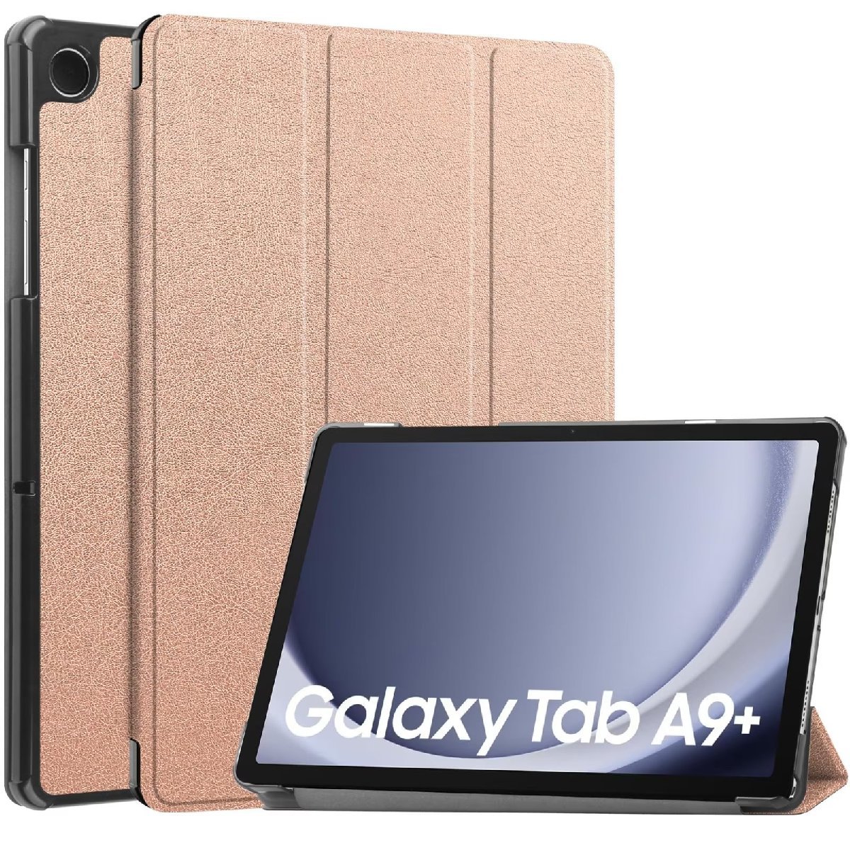 Galaxy Tab A9+/A9 Plus 11インチ用 PU革 スマート カバー ケース 三つ折り スタンド機能 自動休眠機能対応 レッド_画像9