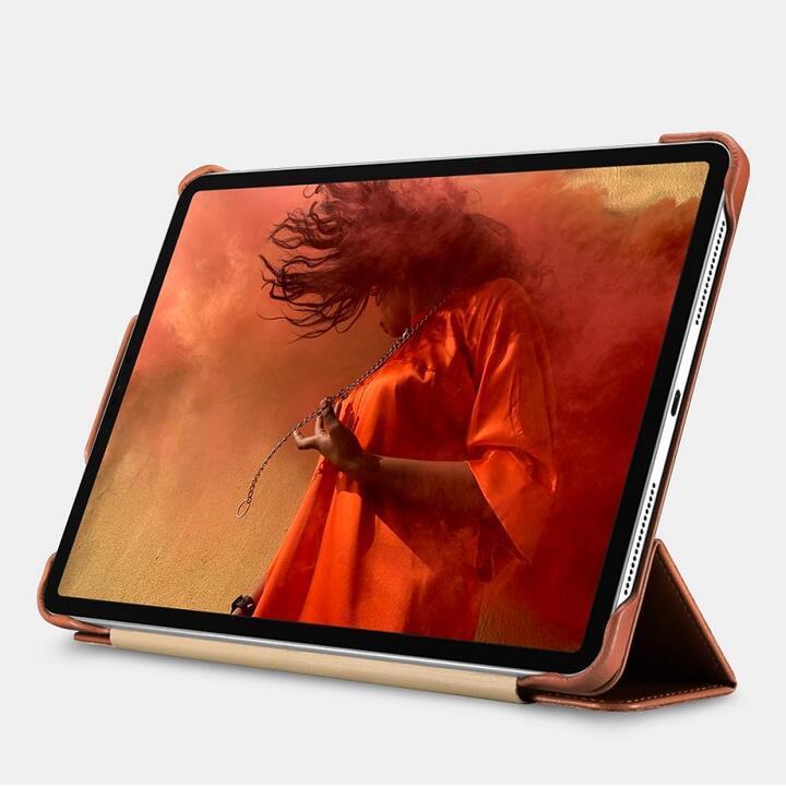 ICARER iPad Pro12.9インチ第5世代2021/20用 本革 ビンテージ レザーケース 三つ折り オートスリープ機能 赤_画像7