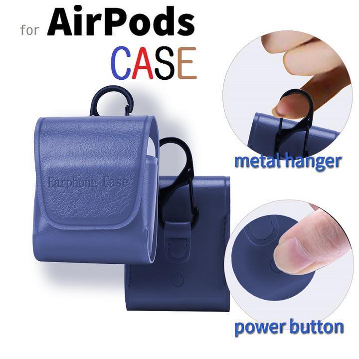 アップル AirPodsイヤホンケース PU 保護カバー 収納カバー エアポッズ用セットしたまま充電可能 カラビナ 携帯便利 銀_画像1