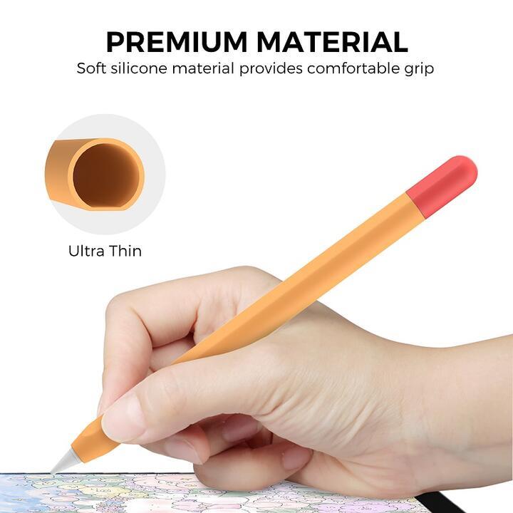Apple Pencil 第3世代 USB-C用 Type C充電対応 シリコン カバー アップルペンシル 保護カバー 薄型 軽量 同色、異色キャップ付 橙＋赤_画像7