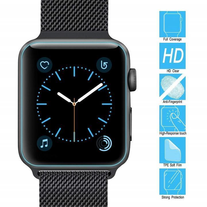 Apple Watchシリーズ1 2 3 4 5用38mmサイズ 保護フィルム PET素材 気泡軽減 高透過率 耐指紋 アップルウォッチ フィルム 黒_画像3