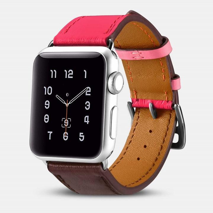 アウトレット【正規品】iCARER Apple Watch用牛革 本革ソフト バンド ベルト ストラップ 42mm(44mm)ローズ/コーヒー_画像2