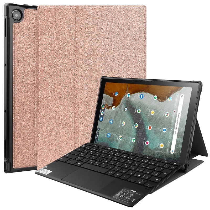 ASUS Chromebook CM3 10.5インチ専用 PU革 TPU スマート カバー ケース 二つ折り キーボード収納対応 ダークグリーン_画像6