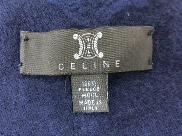 12263PSZ◎CELINE セリーヌ フリースウール 100％ マフラー ネイビー系◎中古_画像5