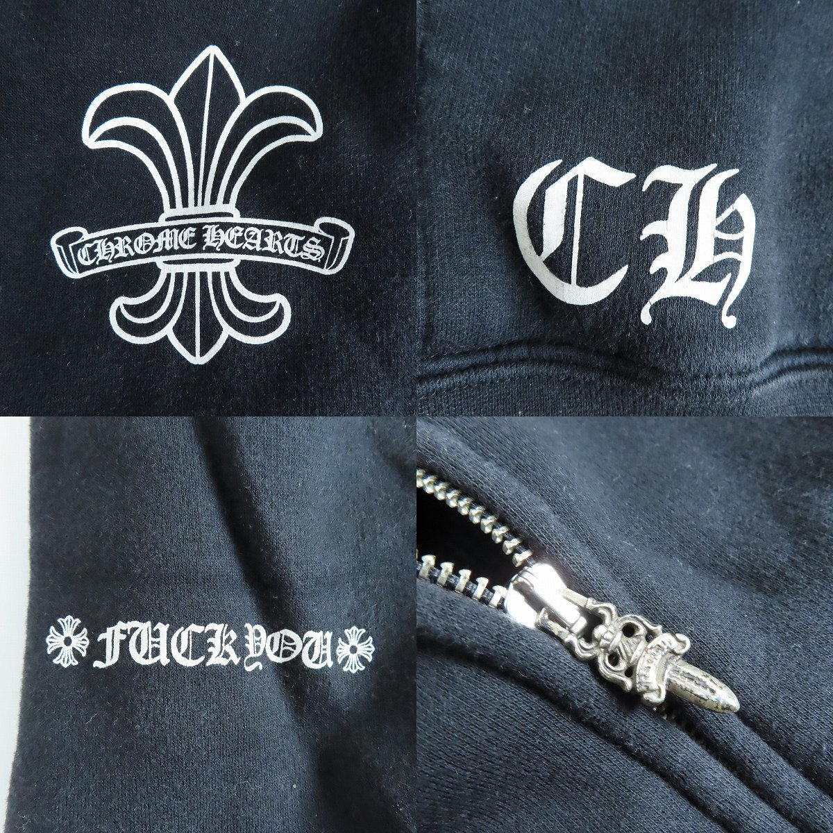 ☆CHROME HEARTS/クロムハーツ フレアプリント ダガージップパーカー/L /080_画像4