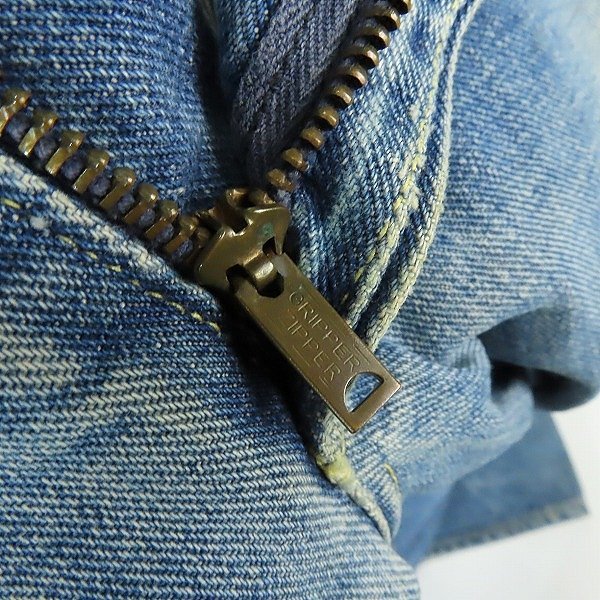 Lee/リー 70年代頃 ヴィンテージ 裏刻印25 GRIPPER ZIPPER 牛革ラベル デニムパンツ /33 /060_画像9