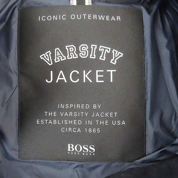 ☆hugo boss/ヒューゴボス iconic outerwear varsity jacket 袖レザー切替バーシティジャケット/スタジャン 52 /060_画像3