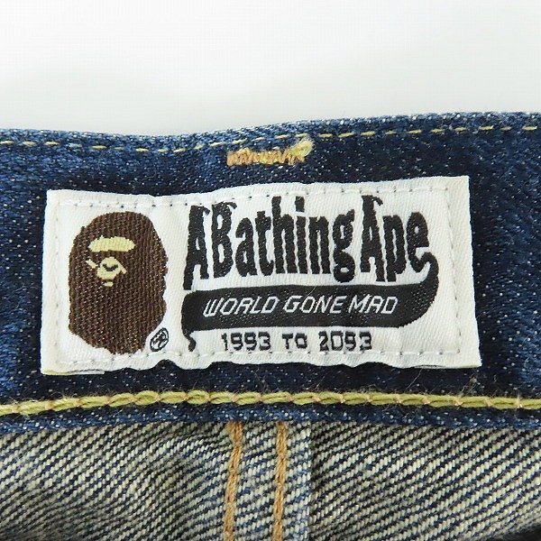 BAPE by A BATHING APE/アベイシングエイプ バックプリント ハーフ デニム パンツ/M /000_画像4