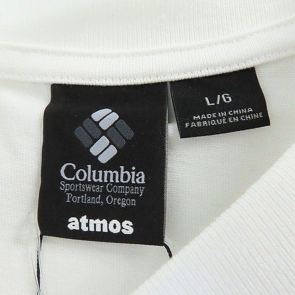 ☆【未使用】Columbia x atmos x BE@RBRICK/コロンビア×アトモス×ベアブリック 半袖Tシャツ ホワイト PM0657-100/L /LPL_画像3
