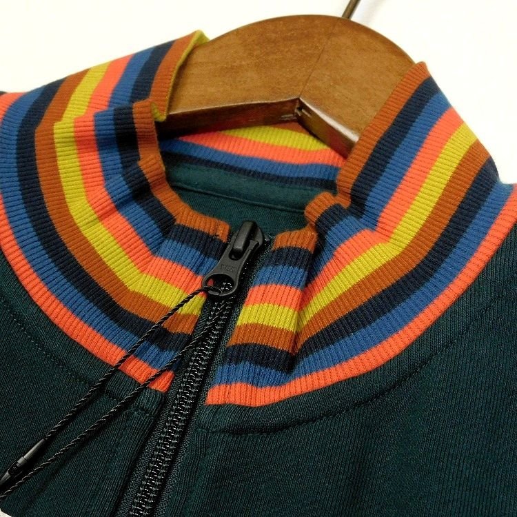 新品 1円～ ポールスミス ジップアップジャケット アーティストストライプ M グリーン スウェット Paul Smith メンズ 【2802】_画像2