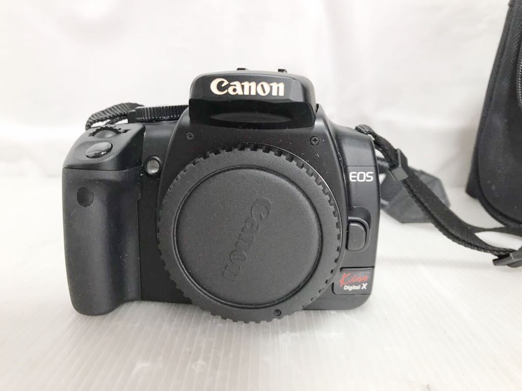 【G0863】Canon キャノン デジタル 一眼 レフカメラ EOS Kiss X レンズ　EF 55-200mm EFS18-55mm 充電器　CompactFlash ソフトケース入り_画像2