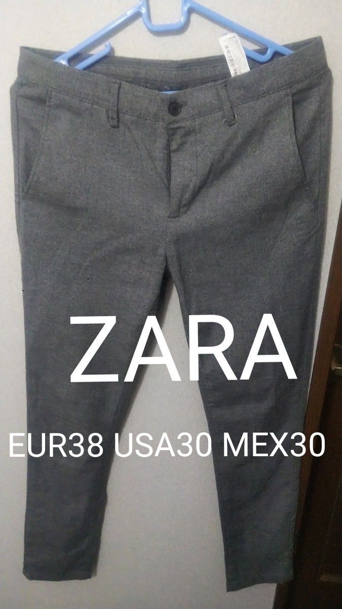 ZARA パンツ グレー 柔らか生地 綿パン EUR38 USA30 ザラ  秋冬カラー 