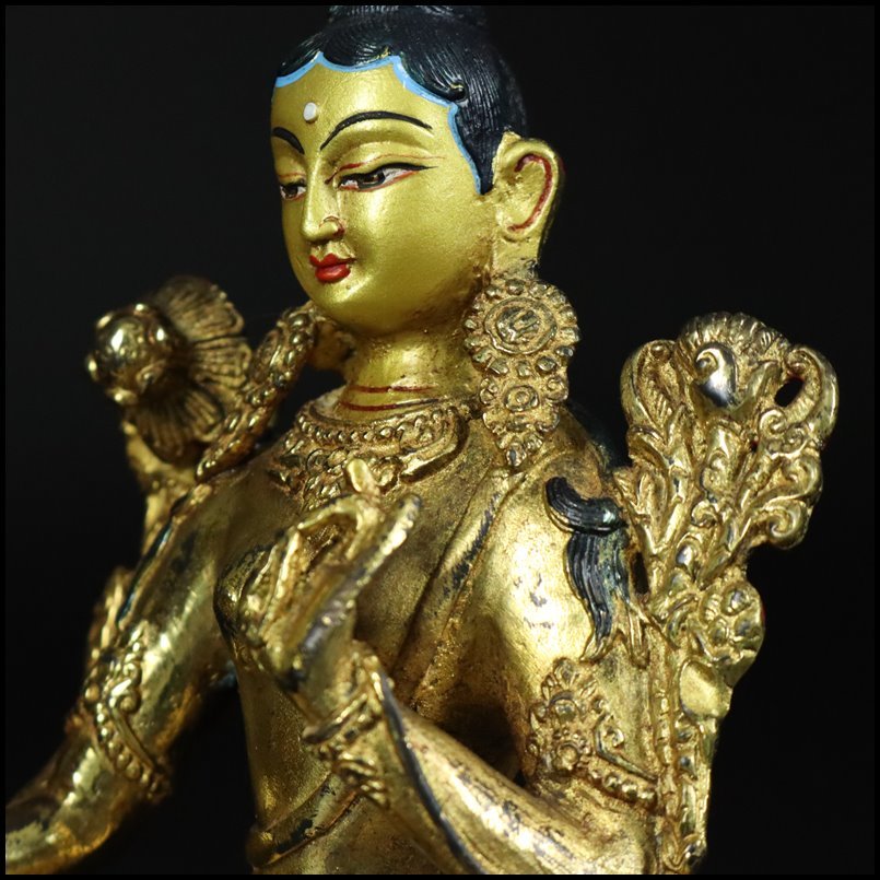 【奇】仏教美術 チベット 密教 金銅仏 古銅 銅製 塗金 鍍金 多羅菩薩 ターラー 度母 仏像 佛像 時代物 骨董品 古美術品 B_画像8
