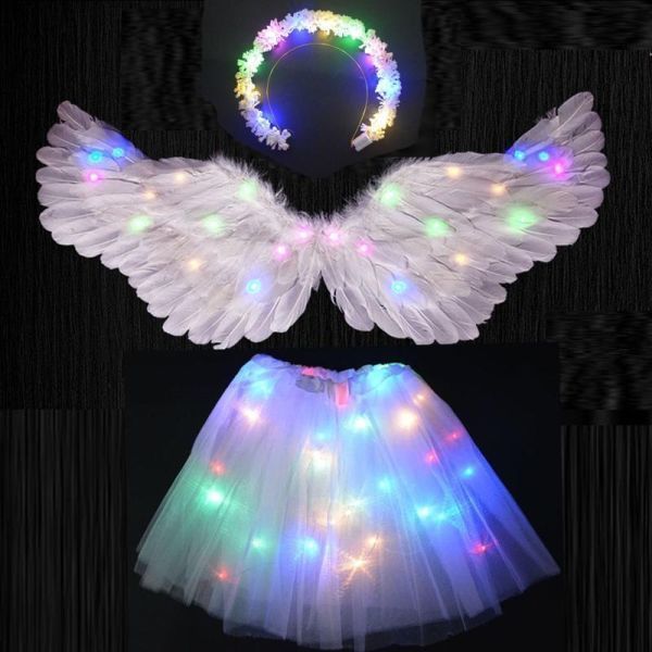 AR955:【送料無料】定価14580円 ハロウィン 変装 LED ライト付き 天使 羽 翼