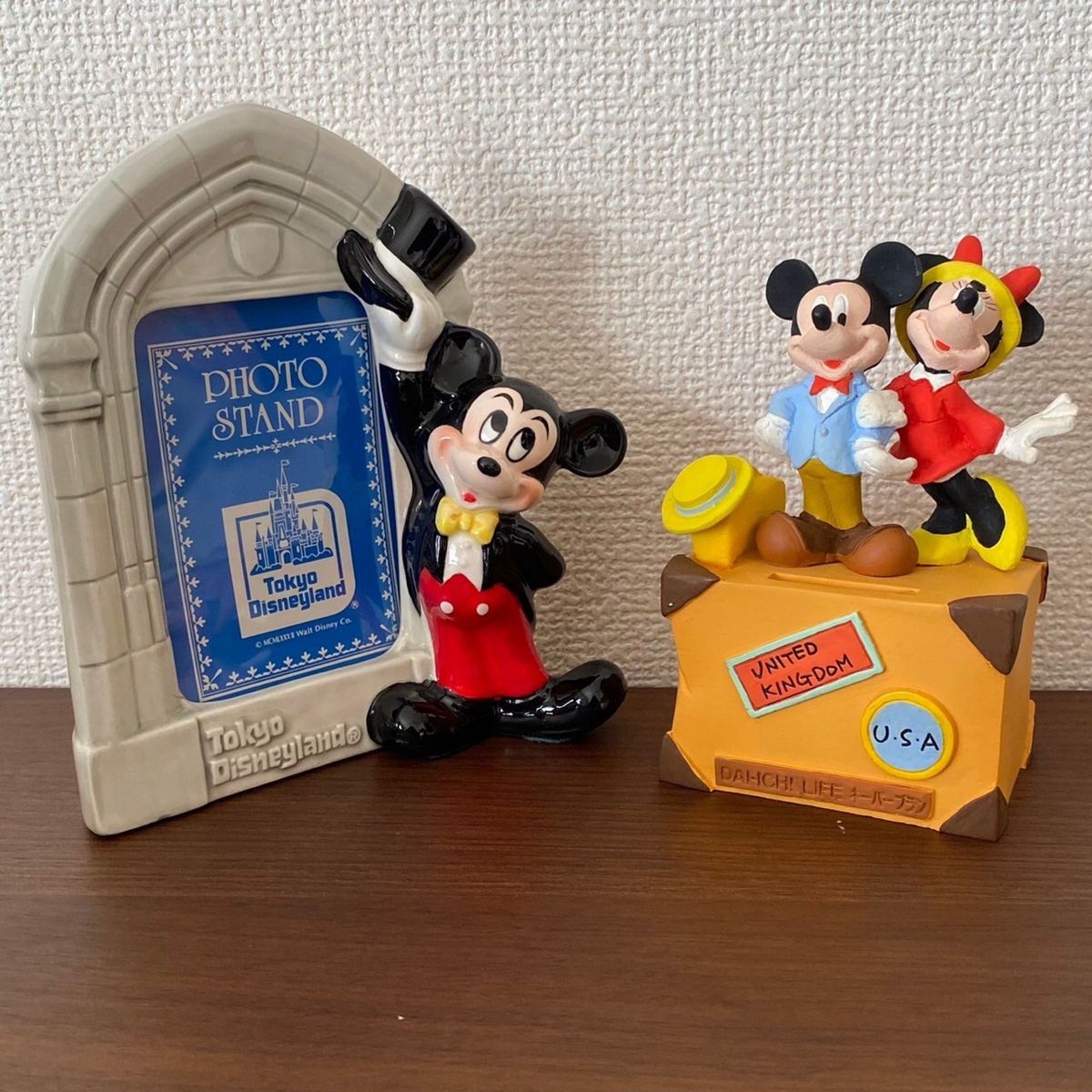 昭和レトロ ミッキーマウス写真立て ミッキー ミニー貯金箱 東京 昭和レトロ ミッキーマウス写真立て ミッキー ミニー貯金箱 東京