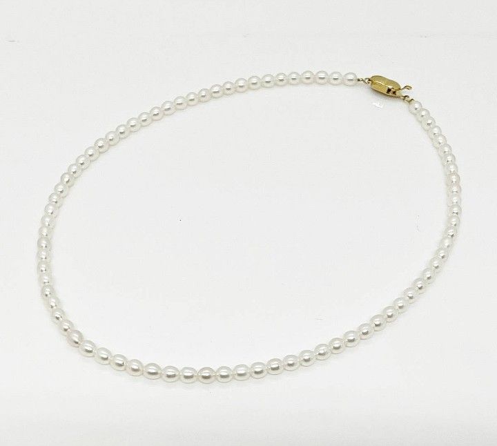 淡水真珠 オーバル パール ネックレス 4.6mm 42cm シルバー刻印