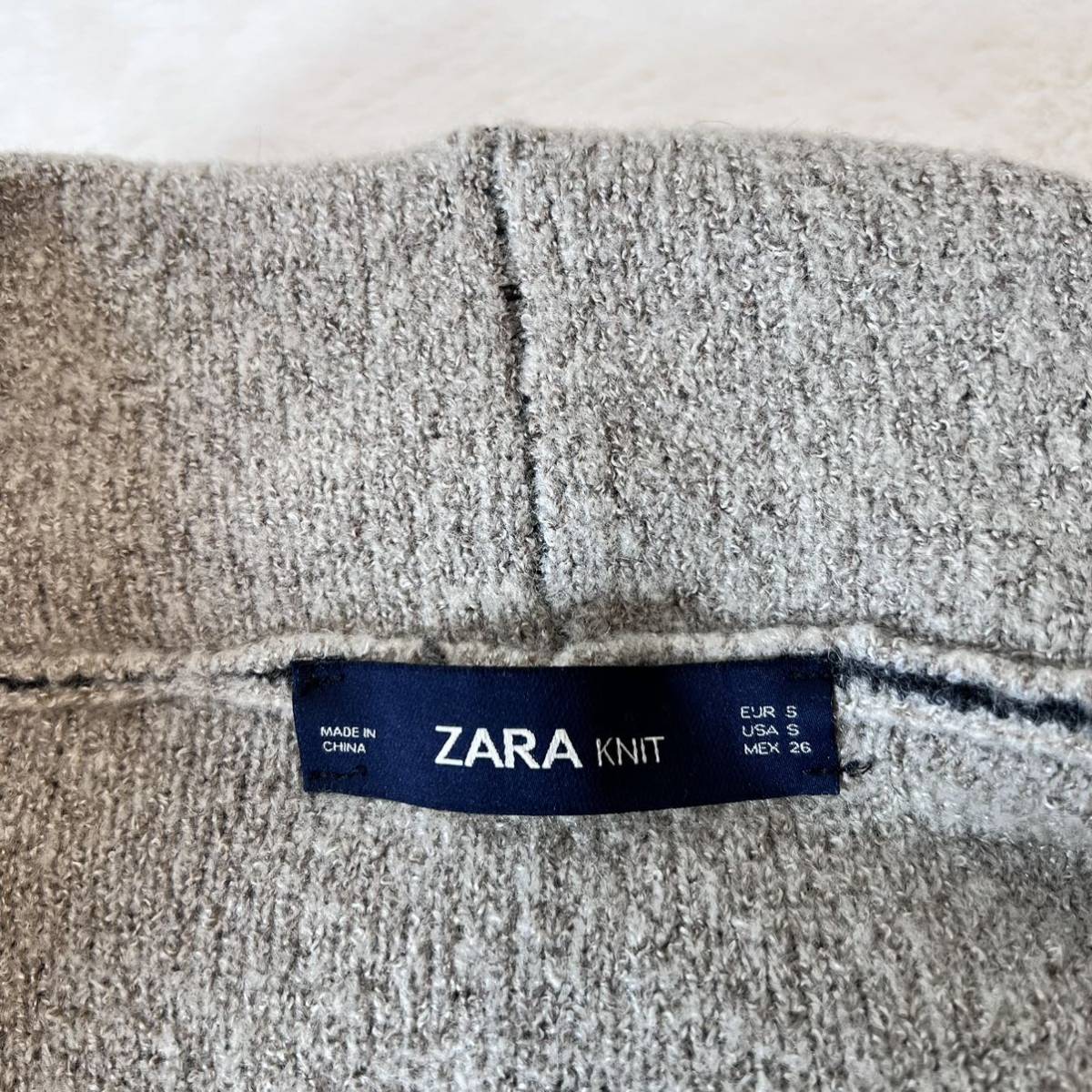 ザラ ZARA ニット カーディガン アウター コーディガン コート S レディース チャコール×ライトベージュ A5130_画像9