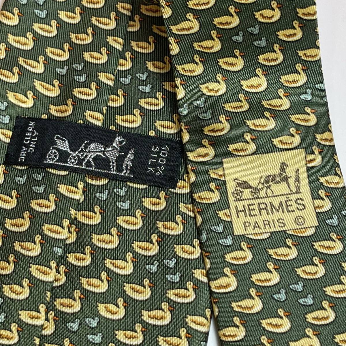 エルメスHERMES シルクネクタイ アヒル柄　未使用_画像4