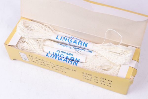 ●本州送料無料■LINGARN KLIPPANS リンガーン 16/2 刺繍糸 リネン 10本 ホワイト スウェーデン製 EH540_画像1