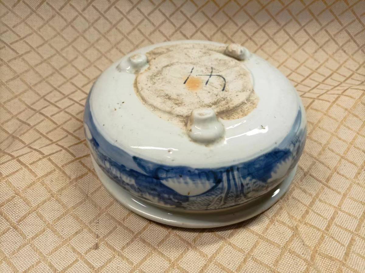 中国文物 古瓷 収集家の放出品 清代青花山水人物水洗_画像6