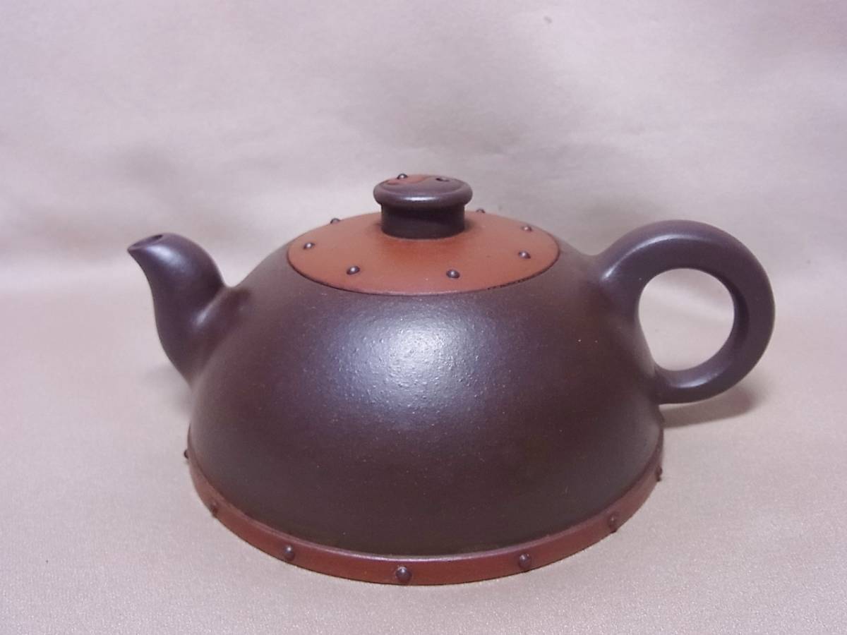 宜興窯 紫砂茶壺 在銘 煎茶道具 陸曉軍 太極鼓壺