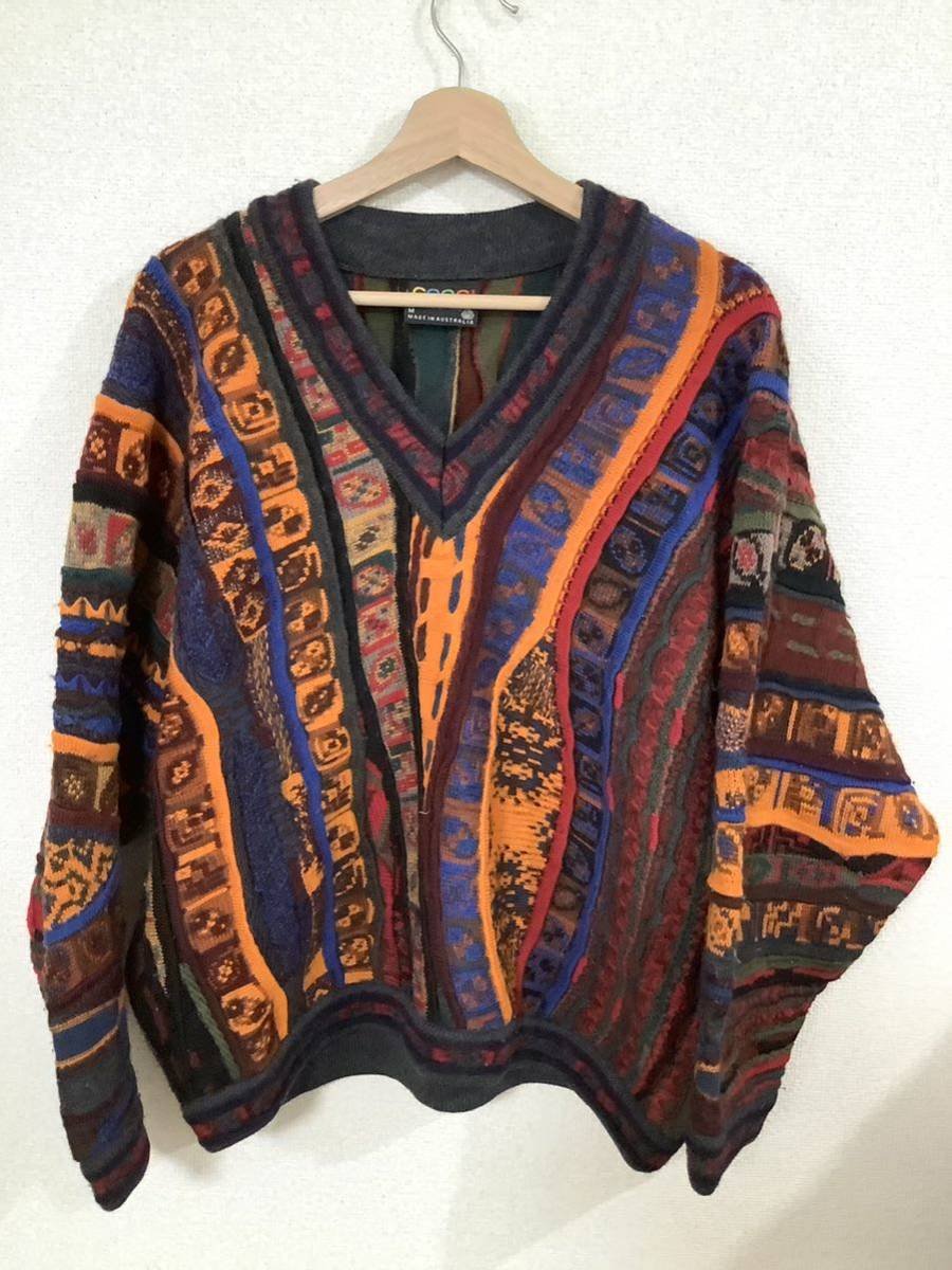 COOGI クージー　マルチカラー 総柄ニット　3Dニット セーター　ビンテージ　レトロ　アメカジ 古着 メンズ　オーストラリア_画像1