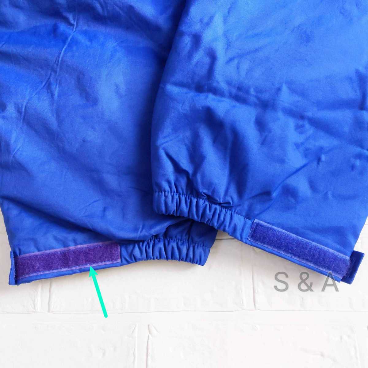 ノーブランド ユーズド フィッシングパンツ 中綿入り L〜2L(LL) 青色 / No brand Used Fishing Pants Blue L〜XL_左脚のマジックテープの色が紫っぽいです