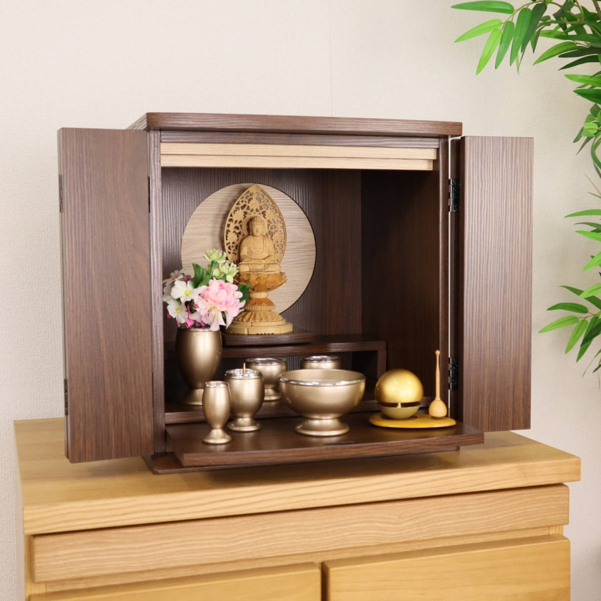  on put family Buddhist altar 13 number scoop net style walnut style depth 30. modern furniture style Mini family Buddhist altar compact 