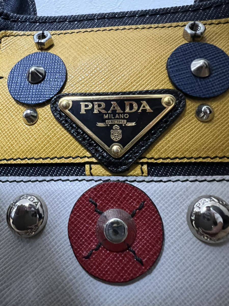 【美品】【送料無料】PRADA プラダ カナパ トートバッグ デニム ロボット 1BG439 ※ストラップ欠品の画像5