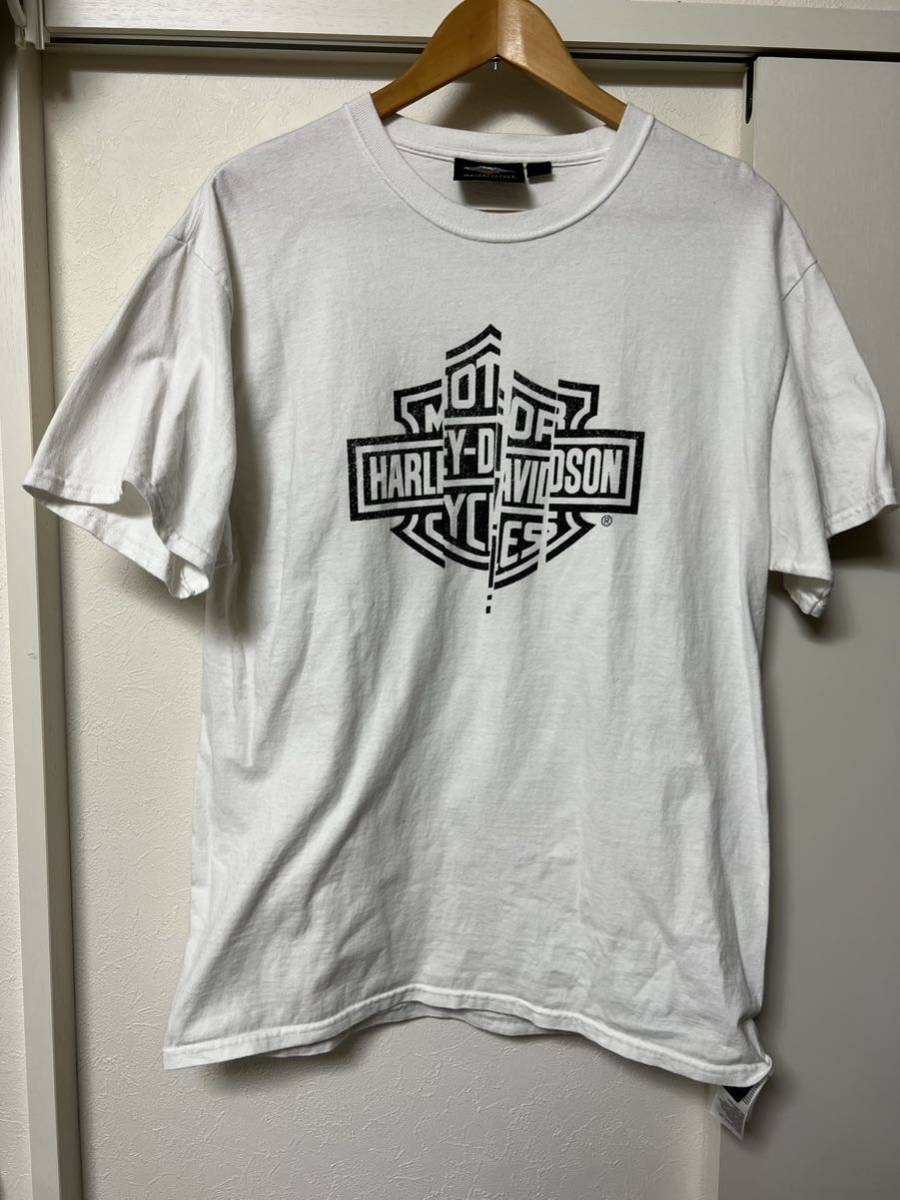 【美品】【送料無料】Harley-Davidson ハーレーダビッドソン ロゴプリント半袖Tシャツ ホワイト サイズL_画像1