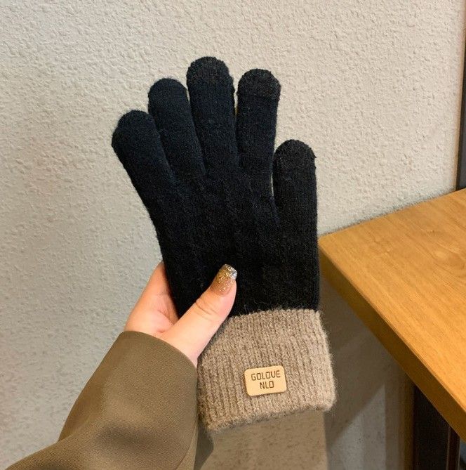 新品 手袋 グローブ 5本指 ブラック 韓国 秋冬 レディース メンズ 防寒 人気