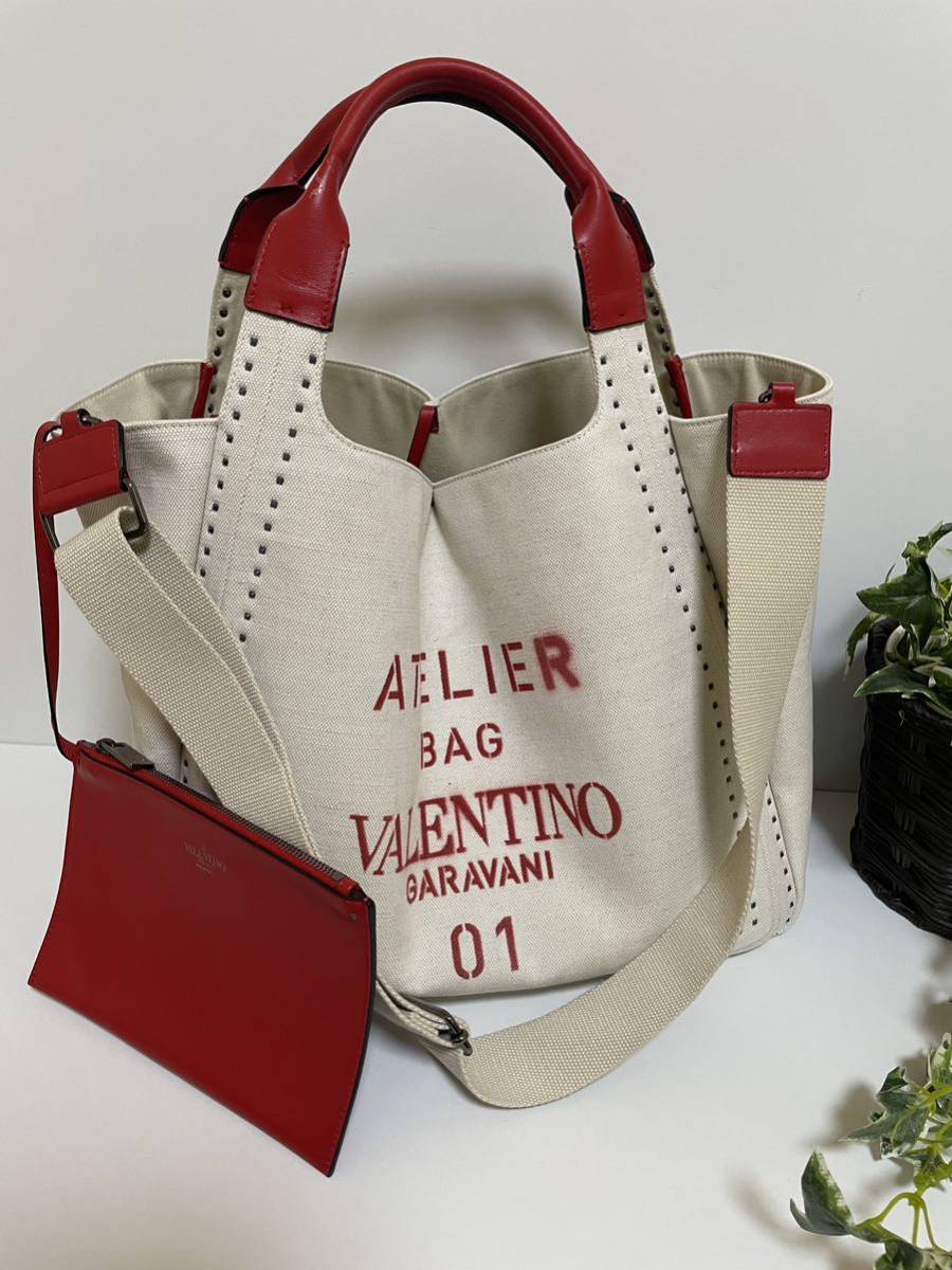 【美品】ヴァレンティノ　アトリエバッグ01 ラージ　トートバッグ　ハンドバッグ　VALENTINO GARAVANI ATELIER BAG キャンバストート