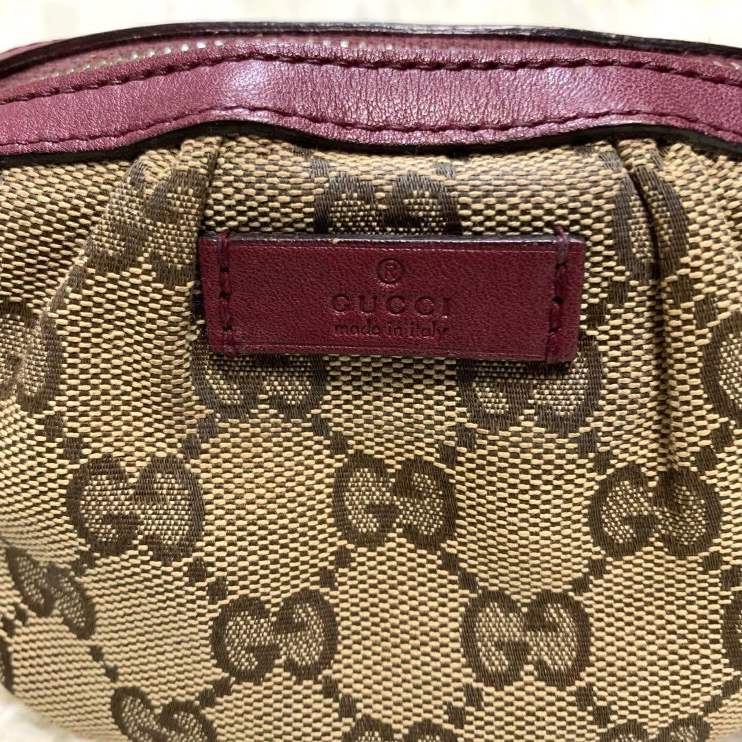 GUCCI グッチ GG柄ポーチ～小物入れ バンブー キャンバス レザー 化粧