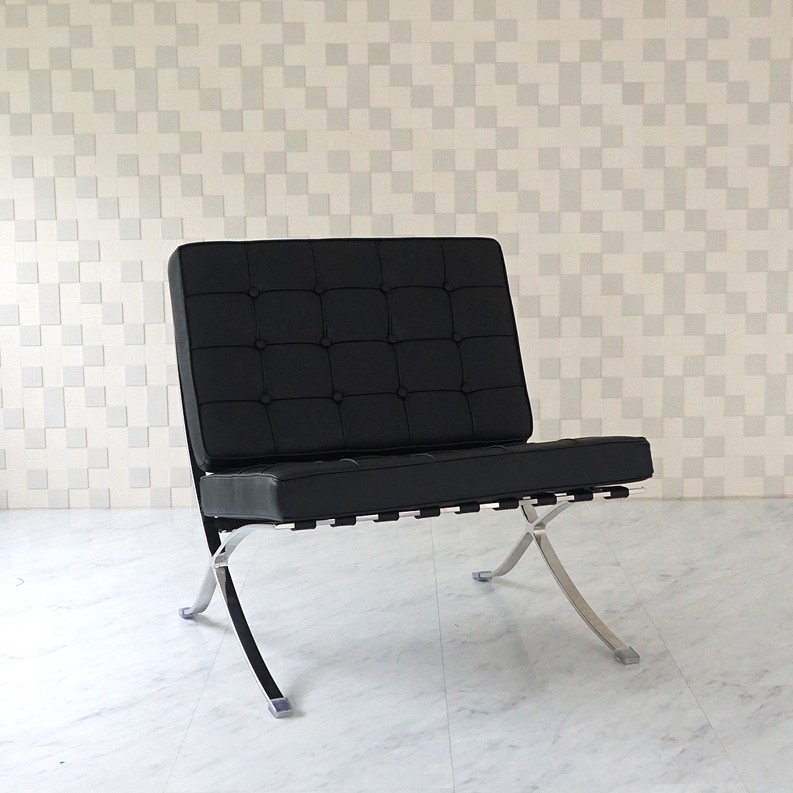 バルセロナチェア ミースファンデルローエ 総本革イタリアンレザー仕様 ブラック 黒　BARCELONA Chair 北欧家具 デザイナーズ リプロダクト_画像5