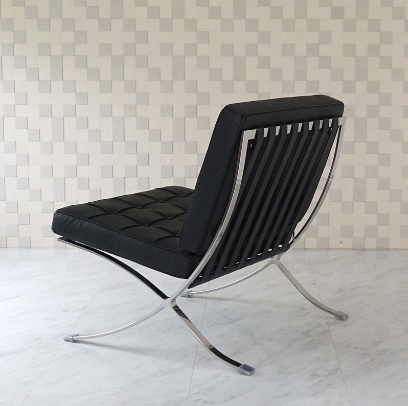 バルセロナチェア ミースファンデルローエ 総本革イタリアンレザー仕様 ブラック 黒　BARCELONA Chair 北欧家具 デザイナーズ リプロダクト_画像6