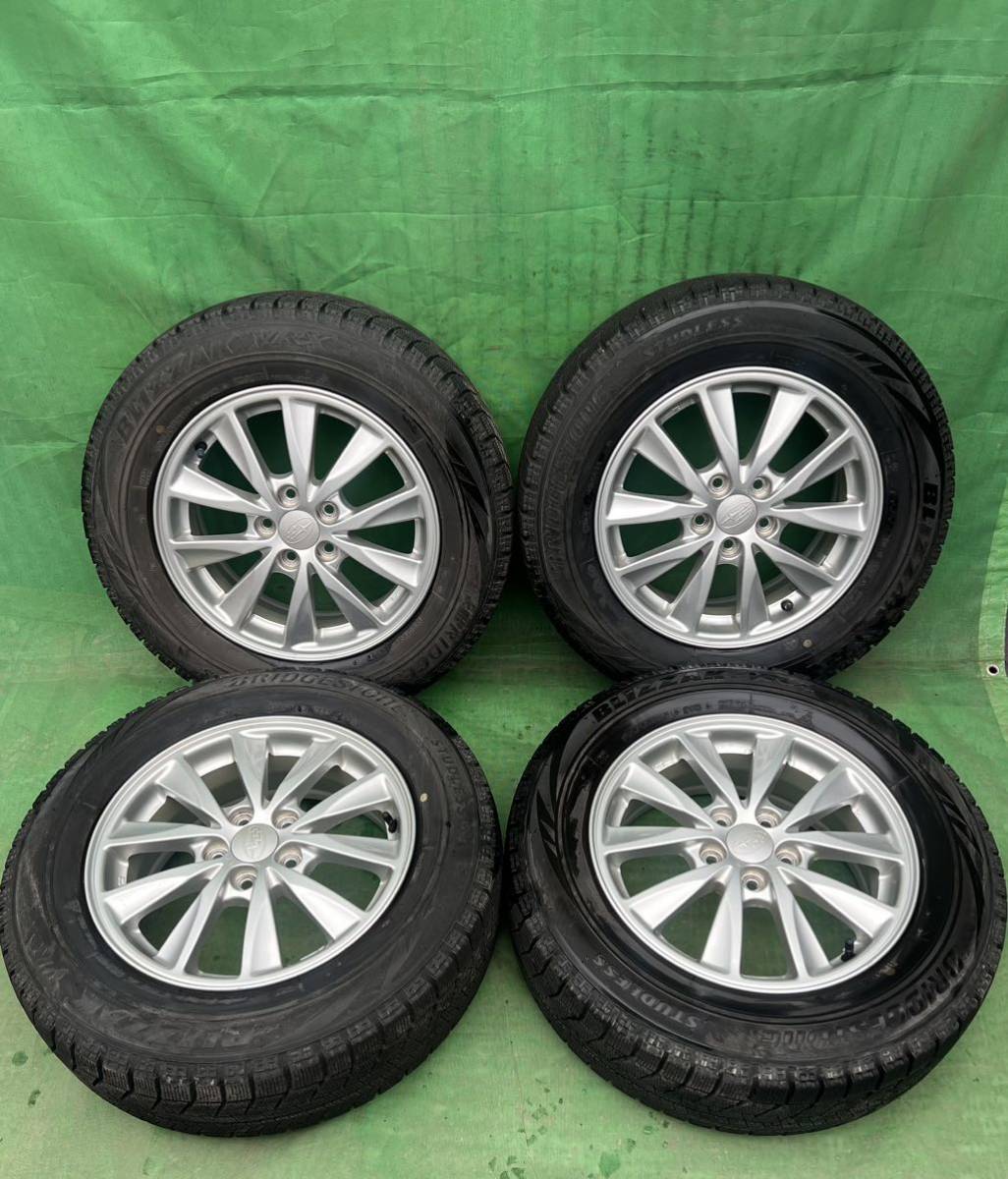 195/65R15 BRIDGESTONE BLIZZAK VRXタイヤ　SUBARUアルミホイール付き4本　送料無料_画像1