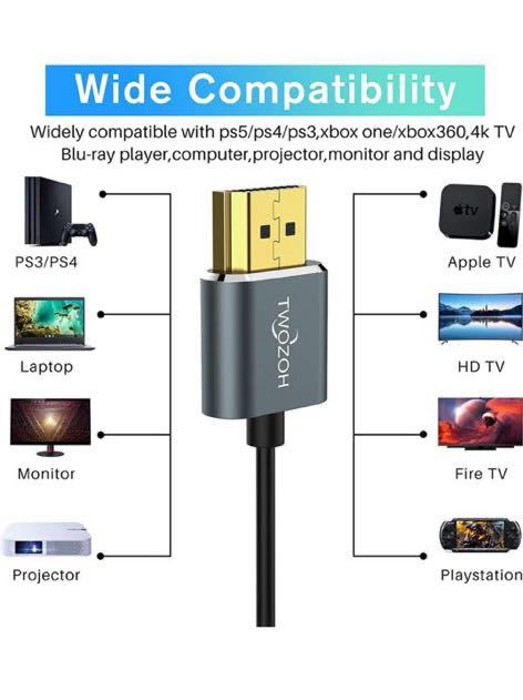 19(Twozoh HDMIケーブル 柔らか 5M HDMIケーブル細線 ハイパースリム HDMI 2.0ケーブル 軽量 4K HDMI短い 極細3D/4K@60Hz 2160P 1080P_画像3