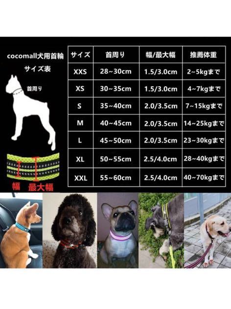 101(cocomall 犬の首輪 訓練首輪 小型、中型、大型犬用首輪 ペット用品 3M反射材料 ナイロン製 ハーネス リード (XS, パープル)_画像2