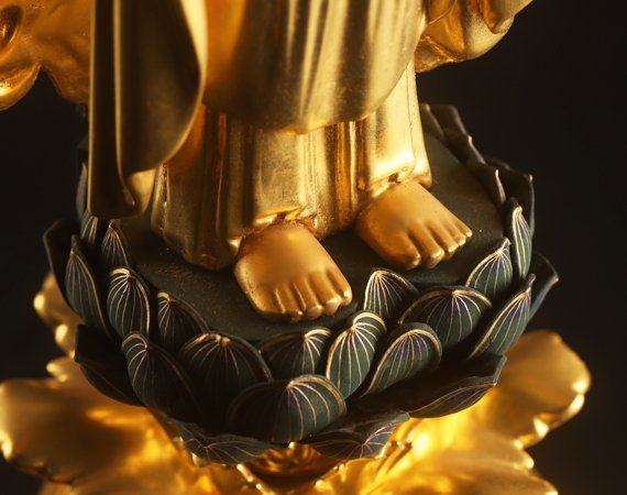 【流】仏教美術 木彫 塗金 仏像 高60.5cm KS364_画像3