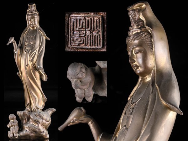 流】仏教美術銅製観音象在銘高64cm KS341－日本代購代Bid第一推介