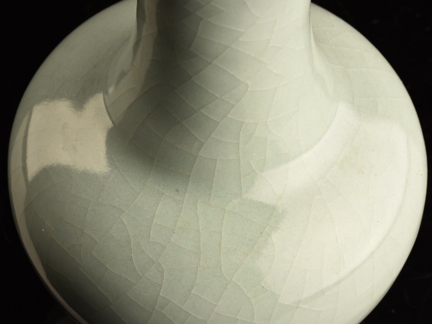 【流】中国美術 青磁花瓶 高21cm TQ057_画像2