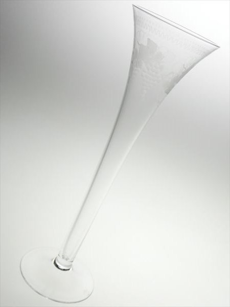 N112 テレジアンタール 高級ガラス グラヴィールカット ブドウ絵 大型 ベース 花瓶 飾壷_画像2