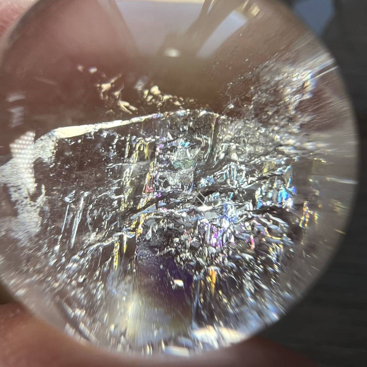 超レア 虹入り クォーツインクォーツ スフィア 3 貫入水晶 超レア 虹入り クォーツインクォーツ スフィア 3 貫入水晶