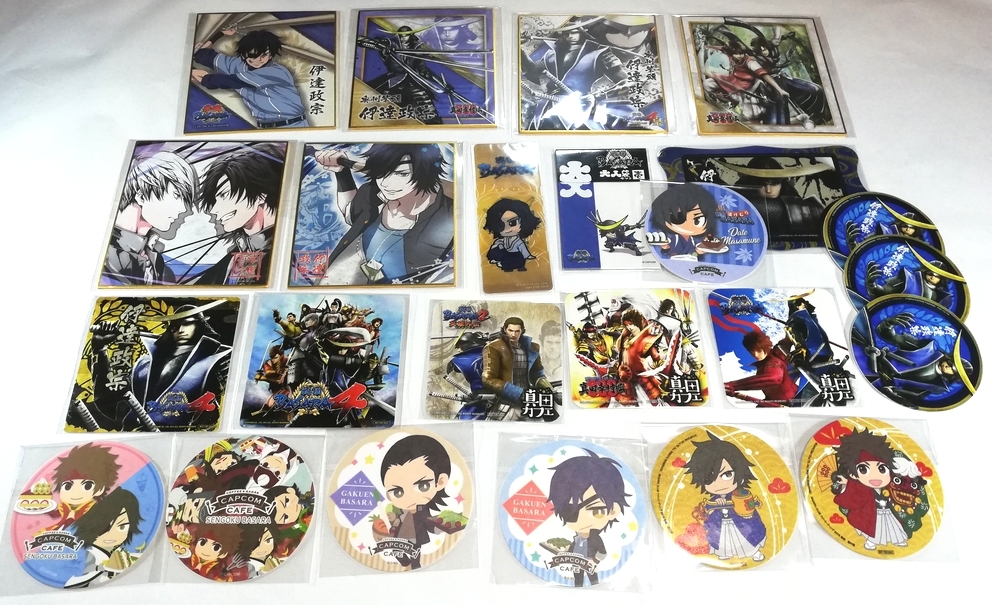 即決 戦国BASARA 伊達政宗&片倉小十郎グッズまとめ セット 缶バッジアクリルスタンドミニフィギュアポストカードクリアファイル等_画像6