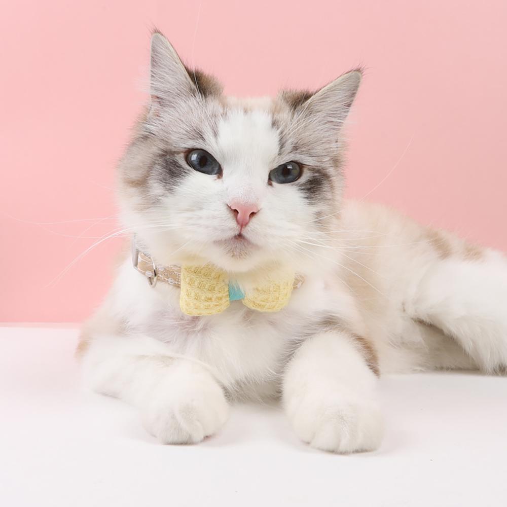  waffle ribbon cat necklace polka dot yellow cat cat for cat collar cat necklace . cat ~. cat elastic ribbon safety super light weight .. necklace cat. necklace 