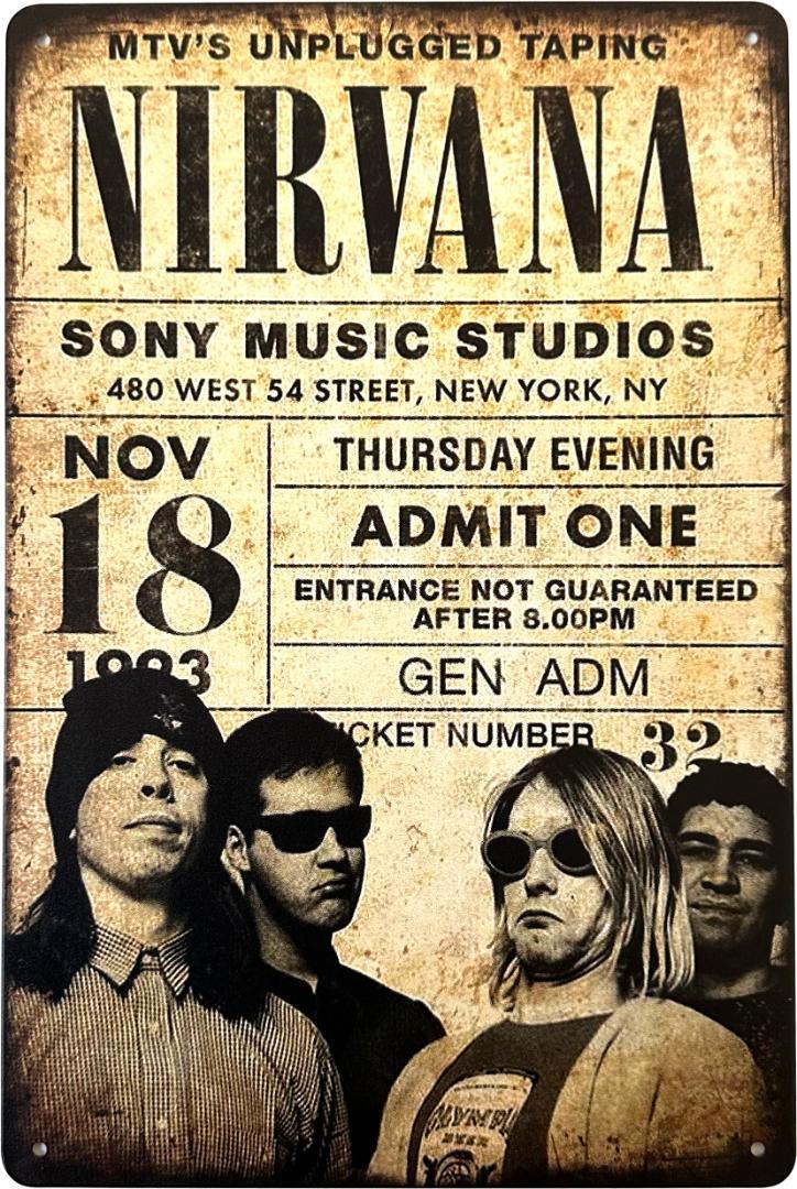 ニルヴァーナ Nirvana ブリキ看板 20cm×30cm アメリカン雑貨 カートコバーン Rock ロック バンド グランジ オルタナティブの画像2